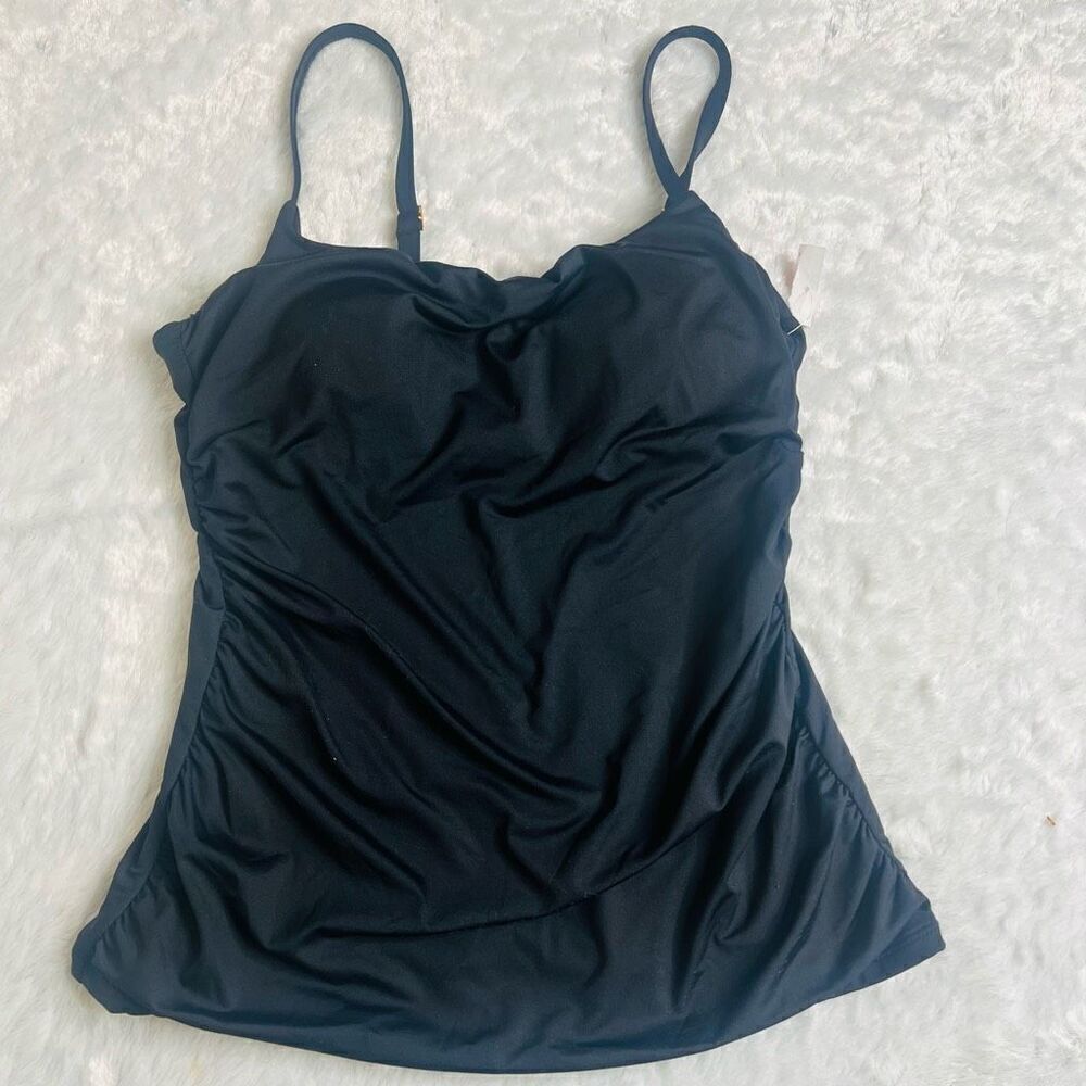 La Blanca Womens Black Sleeveless Swim Tankini Top Size 4 NWOT